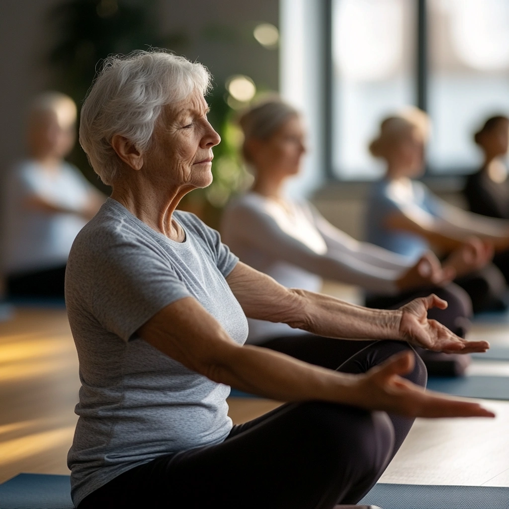 М'яка йога для пенсіонерів у спокійній атмосфері