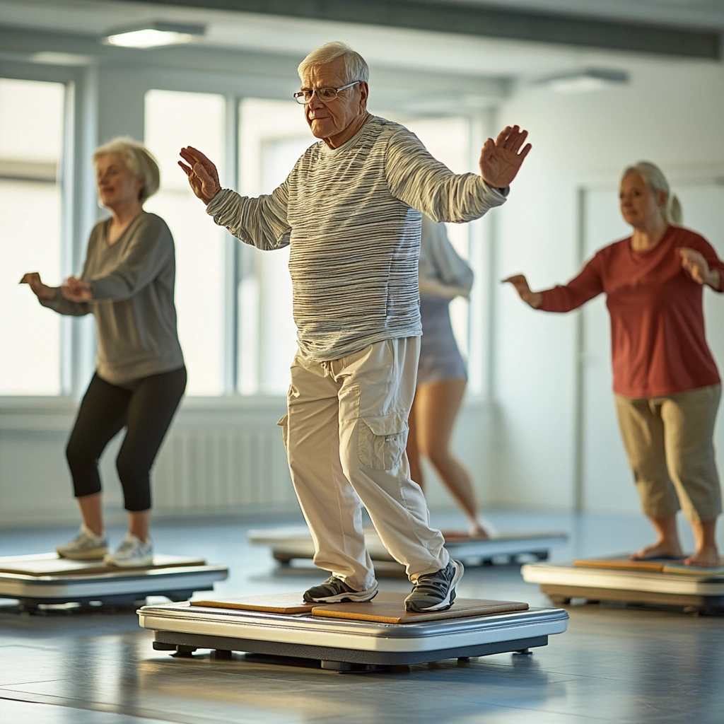 Тренування балансу для пенсіонерів на спеціальних платформах